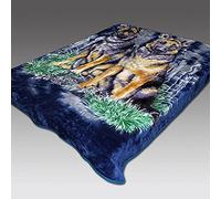 3D Excellent Quality Luxury warm Super Soft MINK FAUX FUR BLANKET 3D Bed Sofa Animal Print Throw (King (200x240) Cm, German Shepherds)