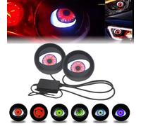 3D Eye Lights For Car,Devil Eye Demon Evil Eyes Headlight,New USB LED Dynamic Devil Eye 12V Headlights for Any Car Model,Red/Blue/Green Devil Eye Mini Projector Lamp with Remote Control (2PCS)