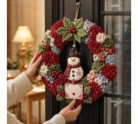3D Fabric Poke Wreath DIY Kit Christmas Snowman Craft Adults Decor | Generic poke art for adults DIY kit-Christmas crafts for adults, 5 designs, no-sew, for holiday décor and gifting.