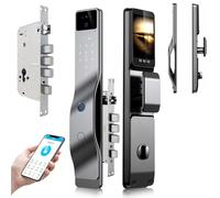 3D Face Recognition Smart Lock with Camera, WiFi Smart Door Lock, Key/Card/NFC/USB Charging, Video Intercom, Remote Unlocking, Password Access