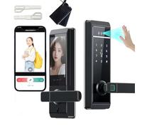 3D Facial Recognition Smart Door Lock 4.5-inch Screen APP Remote Unlocking Palmprint Recognition Fingerprint Passcode IC Card Key Keyless Smart Door Lock Suitable for Homes, Apartments, Offices Black