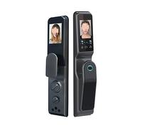 3D Facial Recognition WiFi Intelligent Lock Touch Screen Password Fingerprint Biometric Electronic Door Lock (Color : Black, Size : 30X240MM)