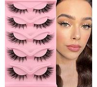 3D False Eyelashes, Cat Eye, Cat Eye Natural Artificial Eyelash Extensions Set, Fox Eye, Artificial Eyelashes, Natural Look, 5 Pairs, Reusable, Handmade, Lightweight Faux Mink Eyelashes (2-5)