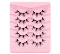 3D False Eyelashes, Cat Eye, Fluffy Volume, Curly, Cat-Eye, Artificial Eyelashes, Natural Look, Reusable, Handmade Faux Mink Makeup Eyelashes, 5 Pairs Pack (FDH-04)
