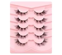 3D False Eyelashes, Cat Eye, Fluffy Volume, Curly, Cat-Eye, Artificial Eyelashes, Natural Look, Reusable, Handmade, Faux Mink Makeup Eyelashes, 5 Pairs Pack (FDH-15)