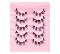 3D False Eyelashes, Cat Eye, Fluffy Volume, Curly, Cat-Eye, Artificial Eyelashes, Natural Look, Reusable, Handmade Faux Mink Makeup Eyelashes, 5 Pairs Pack (FDH-10)