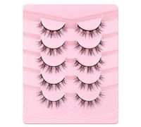 3D False Eyelashes, Cat Eye, Fluffy Volume, Curly, Cat-Eye, Artificial Eyelashes, Natural Look, Reusable, Handmade Faux Mink Makeup Eyelashes, 5 Pairs Pack (FDH-05)