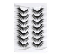 3D False EyeLashes Soft Faux Mink Lashes Wispy Fluffy Eyelashes Natural Cat Eye Short Reusable 7 Pairs Happy Heartbeat (No.365)