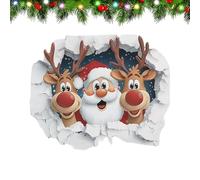 3D Father Breaking The Father Stickers Removable Cartoon Decals Santa Reindeer for Dormitory Office Study Bedroom Living Room Party Holiday Home