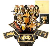 3D Fathers Day Card Best Dad Pop Up Card for Dad 3D Daddy Birthday Anniversary Card Gift from Daughter Son