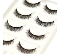 3D Faux MinkFalse 5 Pairs Extra Short Natural Volume,Hand-made Thick Dramatic Fake Eye Lash,Black Soft Clear Band,for Various Makeups-3D-15