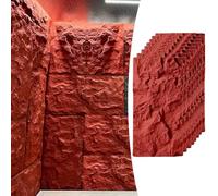 3D Faux Stone Wall PanelsPU Art Cladding for Interior & Exterior Thick Textured Accent Paneling for Living Room/Stairs 8pcs Red Decorative Wall Covering