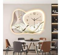 3D Feather Wall Art Decor with LED Lights, Wall Carving Wall Clock, LED Wall Decoration, Silent Movement, Modern Wall Sculpture for Living Room Entrance Hallway(C,70 * 48cm)