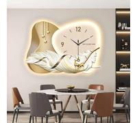 3D Feather Wall Art Decor with LED Lights, Wall Carving Wall Clock, LED Wall Decoration, Silent Movement, Modern Wall Sculpture for Living Room Entrance Hallway(B,80 * 55cm)