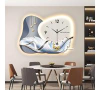 3D Feather Wall Art Decor with LED Lights, Wall Carving Wall Clock, LED Wall Decoration, Silent Movement, Modern Wall Sculpture for Living Room Entrance Hallway(D,100 * 69cm)