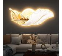 3D Feather Wall Sculpture with LED Lighting - Modern Décor for Living Room and Corridor - Plug-in Power Supply