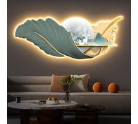 3D Feather Wall Sculpture with LED Lighting - Modern Décor for Living Room and Corridor - Plug-in Power Supply