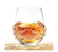 3D Festive Drinking Glass Marine animals, for Coffee Cocktails , Gift | 3D Relief Christmas Glasses Set of 6, Perfect for Mulled Wine Punch and Cocktails at Xmas Party(A)
