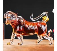 3D Fierce Tiger Animal Whiskey Decanter Sculpture, Handmade Glass Wine Bottle, Personalized Liquor(500ml)