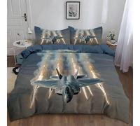 3D Fighter Jet Bedding Set Teenager Boys Duvet Cover Microfiber Quilt Cover with Zipeer Closure and 2xPillowcases 50x75cm for Kids Teens Adults (Single 135x200cm) a.399