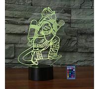 3D Fireman Night Light Lamp 7/16 Color Change LED Lamp USB Powered Remote Control Gift Kids Toys Decor Decorations Christmas Valentines Gift Birthday Gift