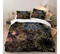 3D Fireworks Duvet Cover Soft Microfiber Art Deco Bedding Set with Zipper Closure Quilt Cover for Adults Teenager 3 Piece (200x200, Double)