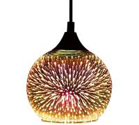 3D Fireworks Lighting Fixture, 20cm/7.9inch Kitchen Round Glass Penadnt Light Multicolor Island Ceiling Hanging Lamp, Creative Chandelier Lampshade Chrome Made in China