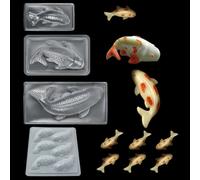 3D Fish Jelly Molds PP Plastic Chocolate Candy Fondant Mousse Cake Decorating DIY Craft Sugar Crafts (4 Pieces, Transparent)