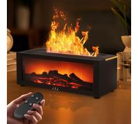3D Flame Essential Oil Diffuser, Fireplace Flame Light Humidifier with Timer,Cool Mist Aromatherapy Diffuser 7 Colour LED Lights with Auto-Off Protection,150ml Aroma Diffuser for Home, Office, Bedroom