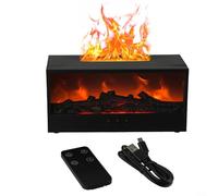 3D Flame Fireplace Aromatherapy Machine, Quiet Flame Essential Oil Diffuser Colorful Humidifier With Remote Control For Home(Black)