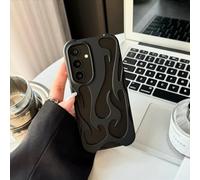 3D Flame pattern Case For Samsung Galaxy S24 S23 S22 Ultra A55 A16 A54 A06 A15 A14 Fashion Hollow Slim Shockproof soft Cover,Matte Black,For Galaxy S25