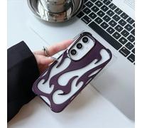 3D Flame pattern Case For Samsung Galaxy S25 S24 S22 S23 Ultra Plus A16 A06 A55 Fashion Hollow Slim Shockproof soft Cover,Plating Purple,For Galaxy S25 Ultra