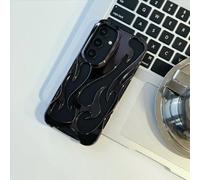 3D Flame Pattern Case for Samsung Galaxy S25 S24 S22 S23 Ultra Plus A56 A36 A26 A16 A55 A54 A06 A15 Hollow Slim Soft Cover,Plating black,For Galaxy A54 5G