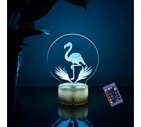 3D Flamingo Night Light 16 Colors Changing USB Power Remote Control Touch Switch Decor Lamp Optical Illusion Lamp LED Table Desk Lamp Christmas Brithday Children Kids Gift