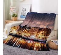 3D Flannel Blanket City 200x200cm Aldult Microfiber Fleece Soft Warm Starry Sky Throw Blanket for Bedspread Sofa Couch Bed All Season（style 115-17）