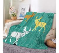 3D Flannel Blanket Elk 180x220cm Aldult Microfiber Fleece Soft Warm Cartoon Deer Throw Blanket for Bedspread Sofa Couch Bed All Season（style 74-9）