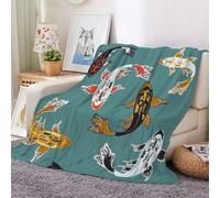 3D Flannel Blanket Fish 150x200cm Aldult Microfiber Fleece Soft Warm Fish Throw Blanket for Bedspread Sofa Couch Bed All Season（style 144-12）