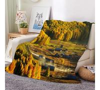 3D Flannel Blanket Forest 200x200cm Aldult Microfiber Fleece Soft Warm Autumn Theme Throw Blanket for Bedspread Sofa Couch Bed All Season(style 40-15)