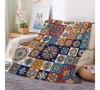 3D Flannel Blanket Mandala 100x130cm Kids Microfiber Fleece Soft Warm Retro Floral Throw Blanket for Bedspread Sofa Couch Bed All Season（style 134-5）