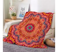 3D Flannel Blanket Mandala 100x130cm Kids Microfiber Fleece Soft Warm Retro Flowers Throw Blanket for Bedspread Sofa Couch Bed All Season(style 25-13)