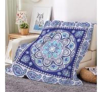 3D Flannel Blanket Mandala 100x130cm Kids Microfiber Fleece Soft Warm Retro Flowers Throw Blanket for Bedspread Sofa Couch Bed All Season(style 23-19)