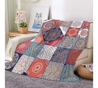 3D Flannel Blanket Mandala 100x130cm Kids Microfiber Fleece Soft Warm Retro Flowers Throw Blanket for Bedspread Sofa Couch Bed All Season（style 35-18）