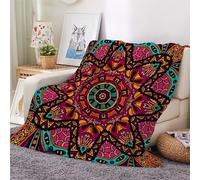 3D Flannel Blanket Mandala 130x150cm Teenager Microfiber Fleece Soft Warm Retro Flowers Throw Blanket for Bedspread Sofa Couch Bed All Season(style 23-20)