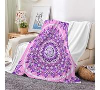 3D Flannel Blanket Mandala 130x150cm Teenager Microfiber Fleece Soft Warm Retro Flowers Throw Blanket for Bedspread Sofa Couch Bed All Season(style 32-17)