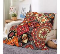 3D Flannel Blanket Mandala 130x150cm Teenager Microfiber Fleece Soft Warm Retro Flowers Throw Blanket for Bedspread Sofa Couch Bed All Season（style 25-4）