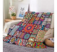 3D Flannel Blanket Mandala 130x150cm Teenager Microfiber Fleece Soft Warm Retro Flowers Throw Blanket for Bedspread Sofa Couch Bed All Season（style 32-5）