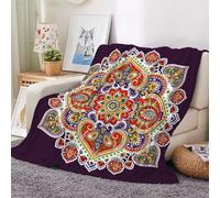 3D Flannel Blanket Mandala 150x200cm Aldult Microfiber Fleece Soft Warm Retro Flowers Throw Blanket for Bedspread Sofa Couch Bed All Season(style 27-17)