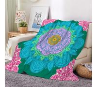 3D Flannel Blanket Mandala 150x200cm Aldult Microfiber Fleece Soft Warm Retro Flowers Throw Blanket for Bedspread Sofa Couch Bed All Season（style 50-15）