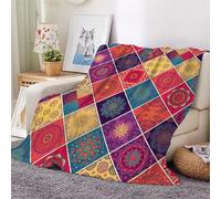 3D Flannel Blanket Mandala 150x200cm Aldult Microfiber Fleece Soft Warm Retro Flowers Throw Blanket for Bedspread Sofa Couch Bed All Season（style 34-17）
