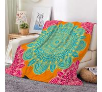 3D Flannel Blanket Mandala 150x200cm Aldult Microfiber Fleece Soft Warm Retro Flowers Throw Blanket for Bedspread Sofa Couch Bed All Season（style 50-14）